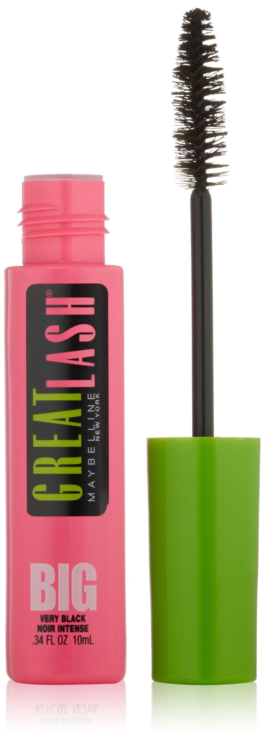 Maybelline Great Lash Washable Mascara Makeup, Volumizing Lash-Doubling Formula That Conditions As It Thickens, Blackest Black, 1 Count